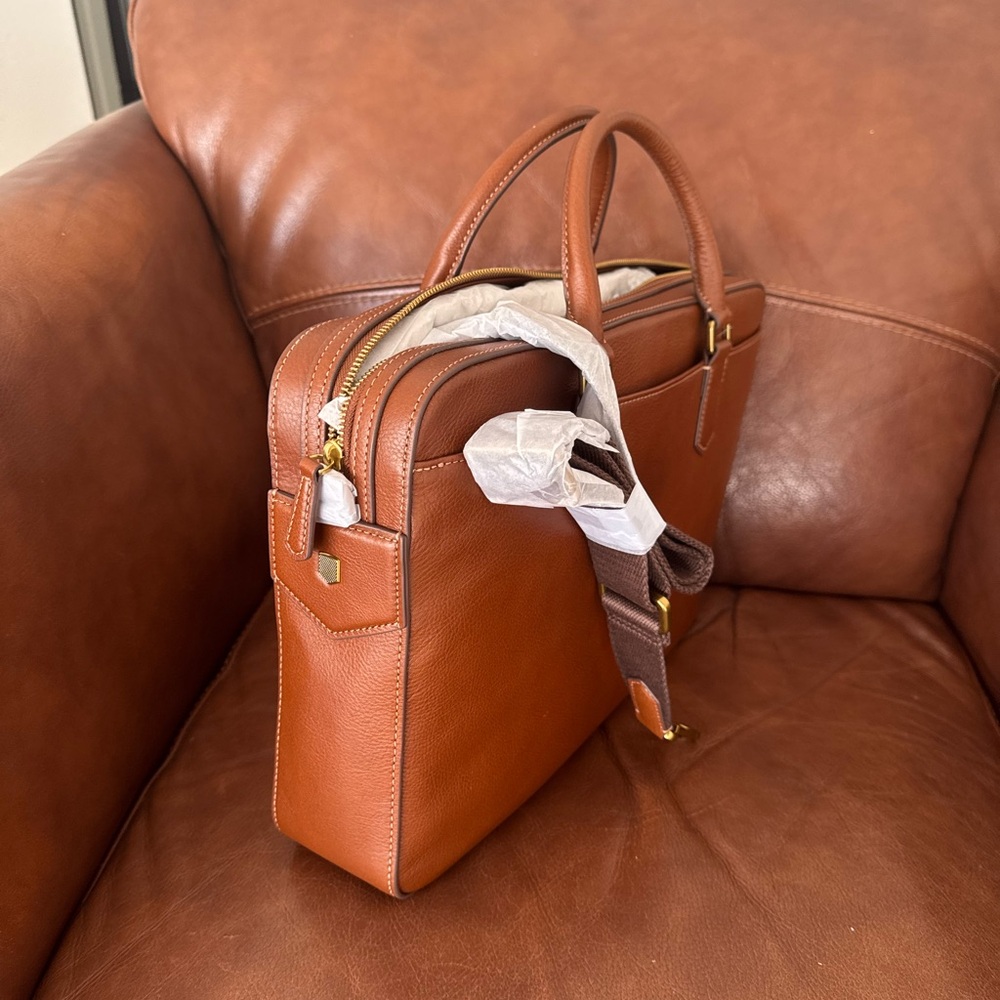 Fossil Rich Brown Leather Men's Briefcase